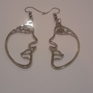 Handmade Beautiful Silver Plated Face Earrings